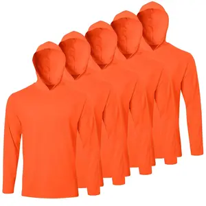 5-Pack Men’s Long-Sleeve Quick-Dry UV-Protection Pullover Hoodies for Gym, Workouts, and Outdoor Sports
