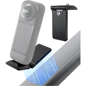 K&F CONCEPT Magnetic Mount Stand Compatible with Insta360 X5/X4/X3, Foldable Handheld Grip with 1/4 Screw Hole & Arca Type Base for Tripod, Action Camera Mount Base Bracket for Go Pro Hero 13/12 Black