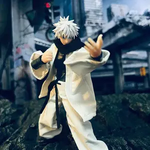 1/12 Scale Jujutsu Kaisen Gojo Satoru Clothes Set White Coat Lantern Pants with Scarf for 6" Action Figure Body Model