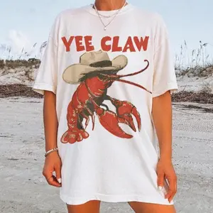 [Sale off up to 50%] Lobster Cowboy Shirt UNISEX Trendy Yee Claw Tee Funny Lobster Tshirt Western Beach Top Amalfi Coast Trip Tomato Girl Summer