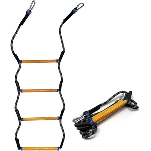 Heavy Duty 4 Step Boat Rope Ladder - 450Lbs Strength 14mm Reinforced Polyester Climbing Ladder with Rigid Resin Step for Inflatable Boat Kayak Motorboat Canoeing Outdoor
