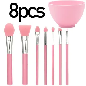 8-piece facial mask brush bowl set, spa soft mask bowl, silicone brush applicator kit, facial mask applicator, jelly brush eye cream applicator, sleeping mask tool, suitable for mud mask, moisturizing lotion and moisturizer, skin care beauty tools