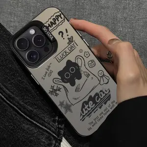 Cute Cartoon Cat Pattern TPU Phone Case for iPhone 11-17 Pro Max Shockproof All-inclusive Protector Cover Durable Cellphone Casing