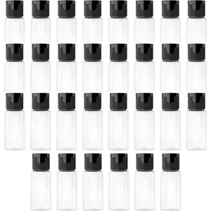 30 count 15ml 0.51oz Empty  Clear Plastic Sample Bottle With Black Flip Cap Travel Vial Jar Pot Container For  Case Emollient Water Liquid Shower Gel  Cream Emulsion Hand Lotion