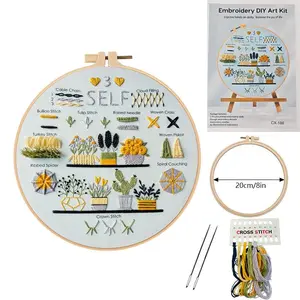 Embroidery Kit for Beginners, Embroidery Craft, 1 Set Flower & Letter Pattern Embroidery Making Materials, DIY Embroidery Supplies for Gifts, Embroidery Design
