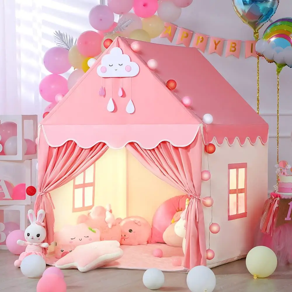JungleDove Kids Fairy Princess Castle Play Tent for 4-6 Yrs Girls - Cozy Soft Fabric, Sturdy and Safe Durable Portable Play Equipment, Spacious Interior Indoor Playroom Toy with Reading Nook, Playdates Use, Special Surprise Little Gift