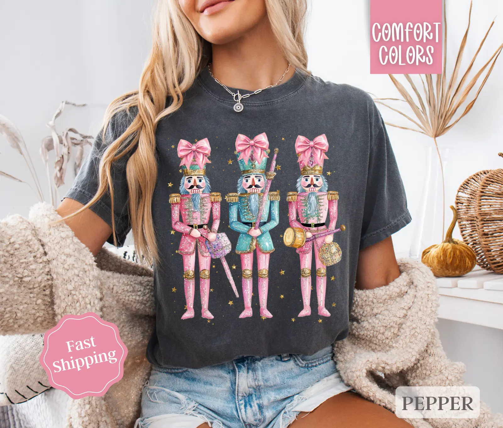 Nutcracker Christmas Shirt Comfort Colors Holiday Tshirt, Women's Holiday Tee
