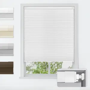 No Tools No Drill Cordless Cellular Shades, Blackout Light Blocking Honeycomb Shades for Home, Thermal Insulation Blinds for Windows, 21" W x 36" H, White