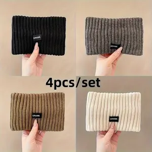 4-Pack Women’s Elastic Headbands – Soft Warm Ear Covers Zigzag Fringe Solid Color For Cold Weather Daily Formal Occasions