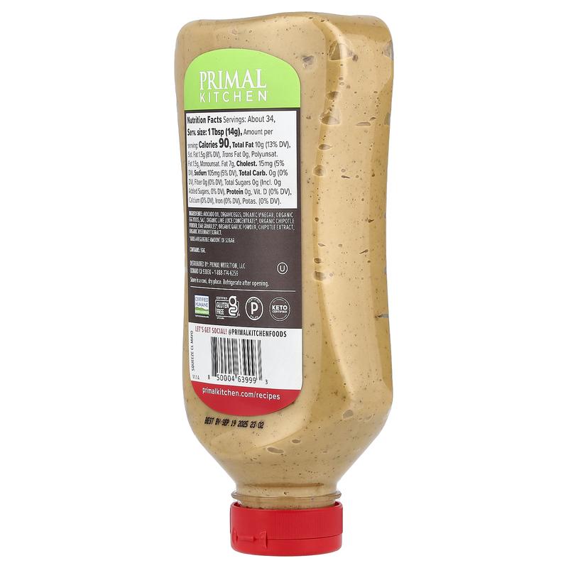 Primal Kitchen Real Mayonnaise Made With Avocado Oil, Chipotle Lime, 17 fl oz (503 ml)