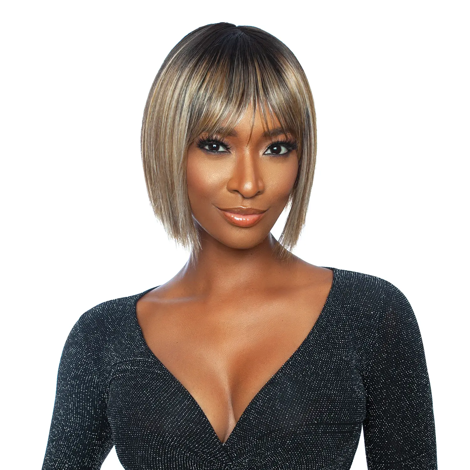 Mane Concept Red Carpet Synthetic Fiber Full Machine Wig Elsie RCP1021 - Women's Straight Bob Wig, Full Volume, Glamorous Fashion Accessory, Synthetic Fiber Wig