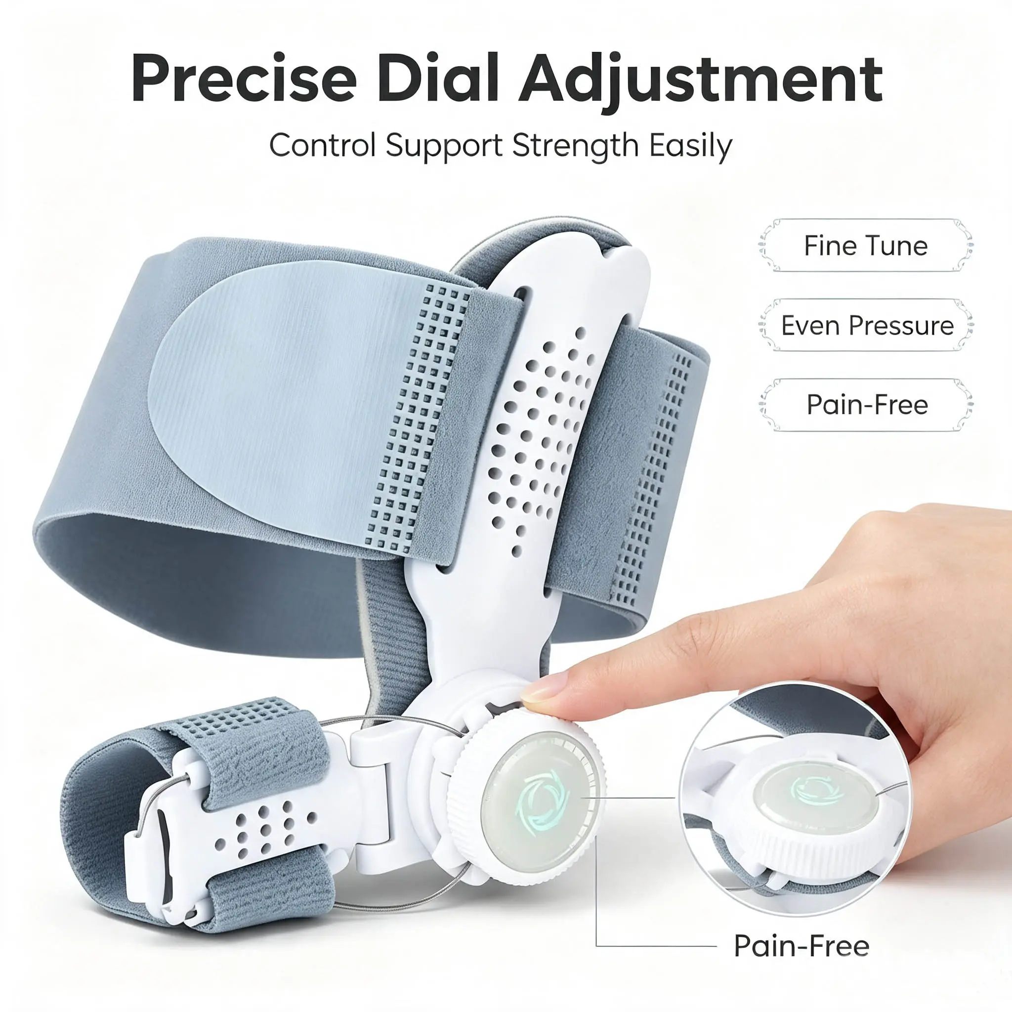 2pc Rotary Dial Bunion Corrector with Movable Hinge, All-day Wear Big Toe Alignment Splint, Pain-Free Toe Straightener Brace for Hallux Valgus Men Women