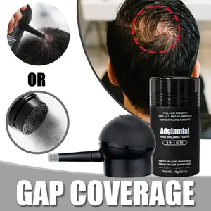 Adglamful Hair Fiber Powder Set, Hair Thickening Powder, 15g Hair Build-Friendly Fibers, Sprayer Included, Thicker Fuller Hair, Instantly Conceal Sparse Hair