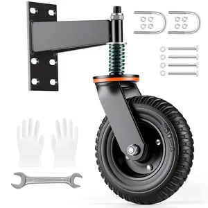 Heavy Duty Gate Wheel, 8 Inch Fence Gate Wheels for Wooden Gate and Metal Tube Gate Spring  600 LBS Capacity Gate Caster Wheel Black