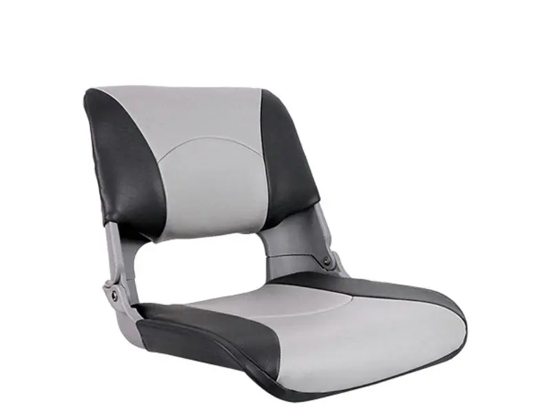 HORIZON 18" Marine Boat Seat, Fold Down Vinyl Chair with High-Density Foam Padding, High Impact Frame for Fishing and Boating, Grey & Charcoal, Fishing Boats, Injection Molded