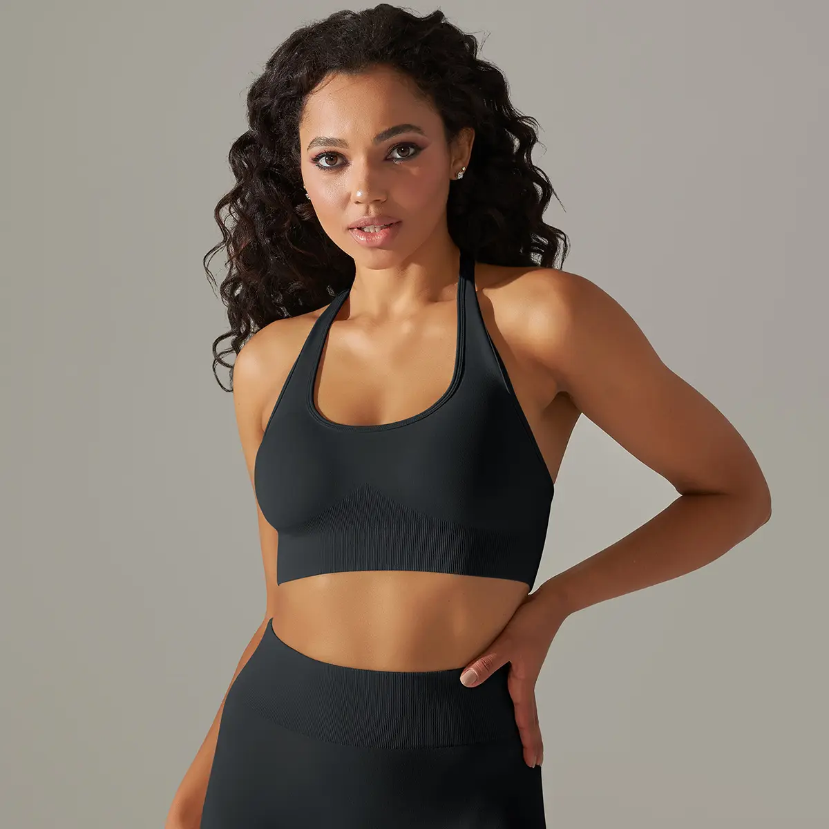 6610 Neck Hanging Bra   Black