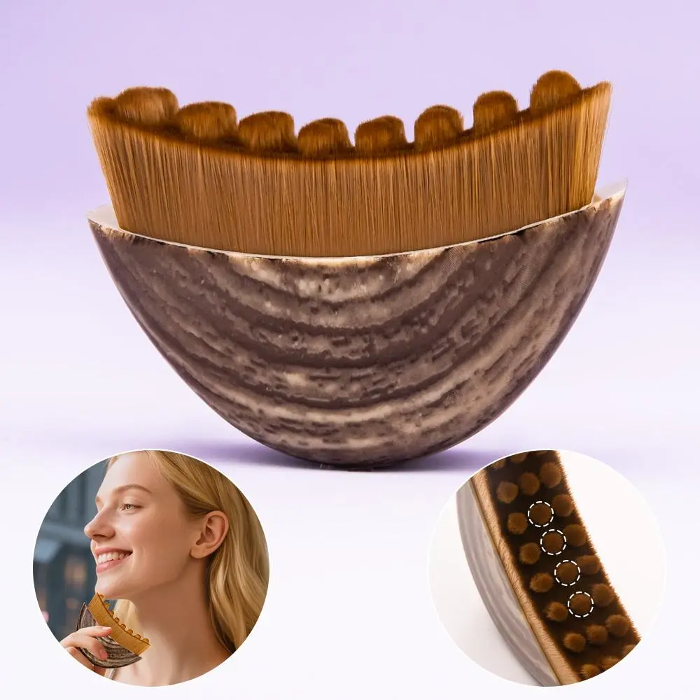 Wooden-Handle Face Brush, Lymphatic Contour Face Brush, Gentle Manual Massage Tool for Face, Chin & Jawline Sculpting, Ergonomically-Designed Facial Tool to Fit Skin Precisely & Relieve Fatigue, Facial Lymphatic Drainage Brush