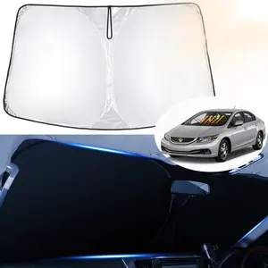 Canvcle Windshield Sun Shade for 2006-2015 Honda Civic Custom Fit Foldable UV Protection 240T Reflective Polyester Sun Visor Cover