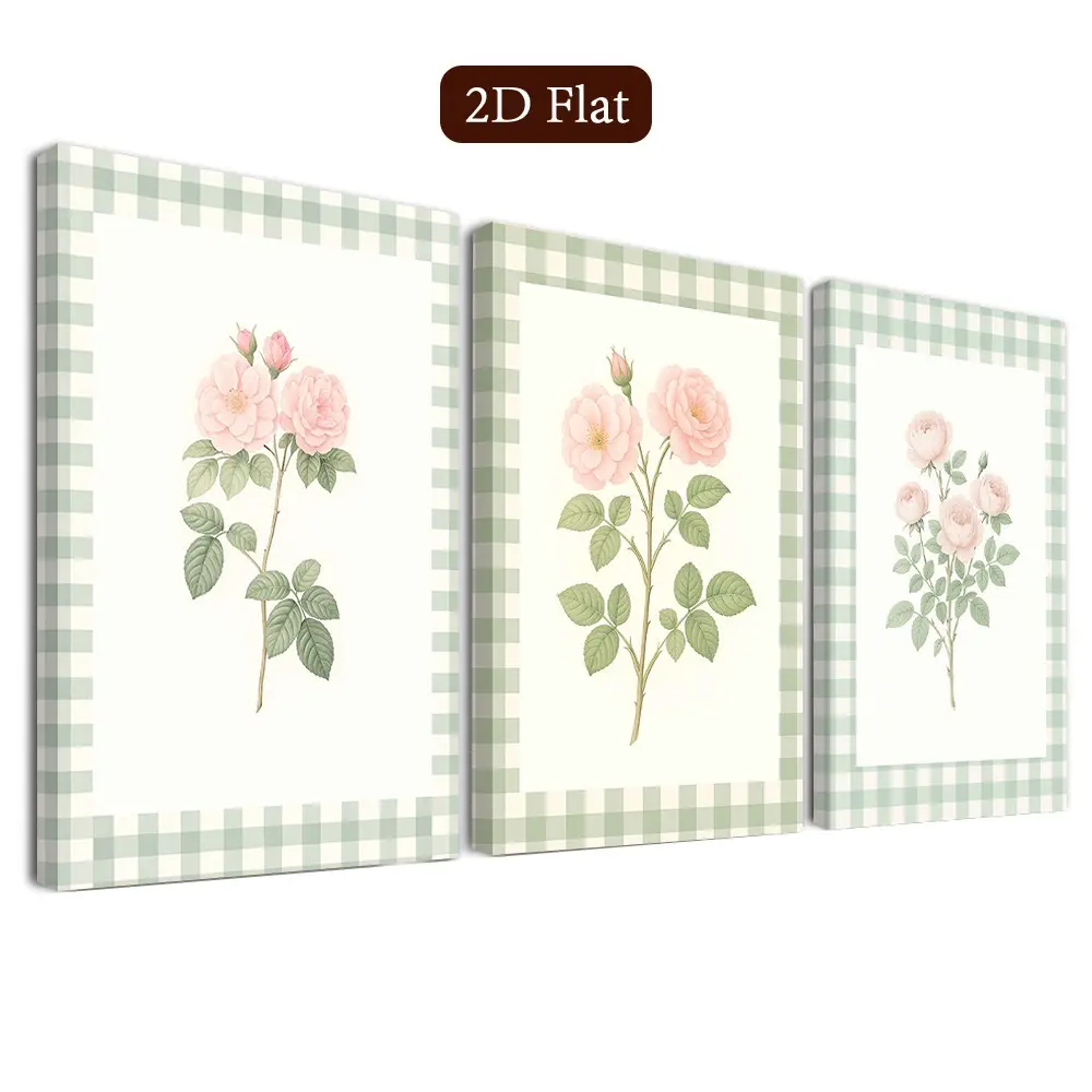 3 Piece Framed Wall Art Set, Artistic Vintage Canvas Posters, Rose Art Prints, Posters, Home Decor for Living Room, Bedroom, Office, Bathroom