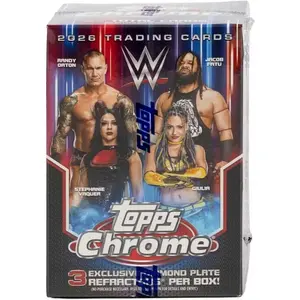 Topps 2026 Chrome WWE Wrestling BLASTER Box 7 Packs per Box with Refractor Parallels Diamond Plate Inserts & Anniversary Cards