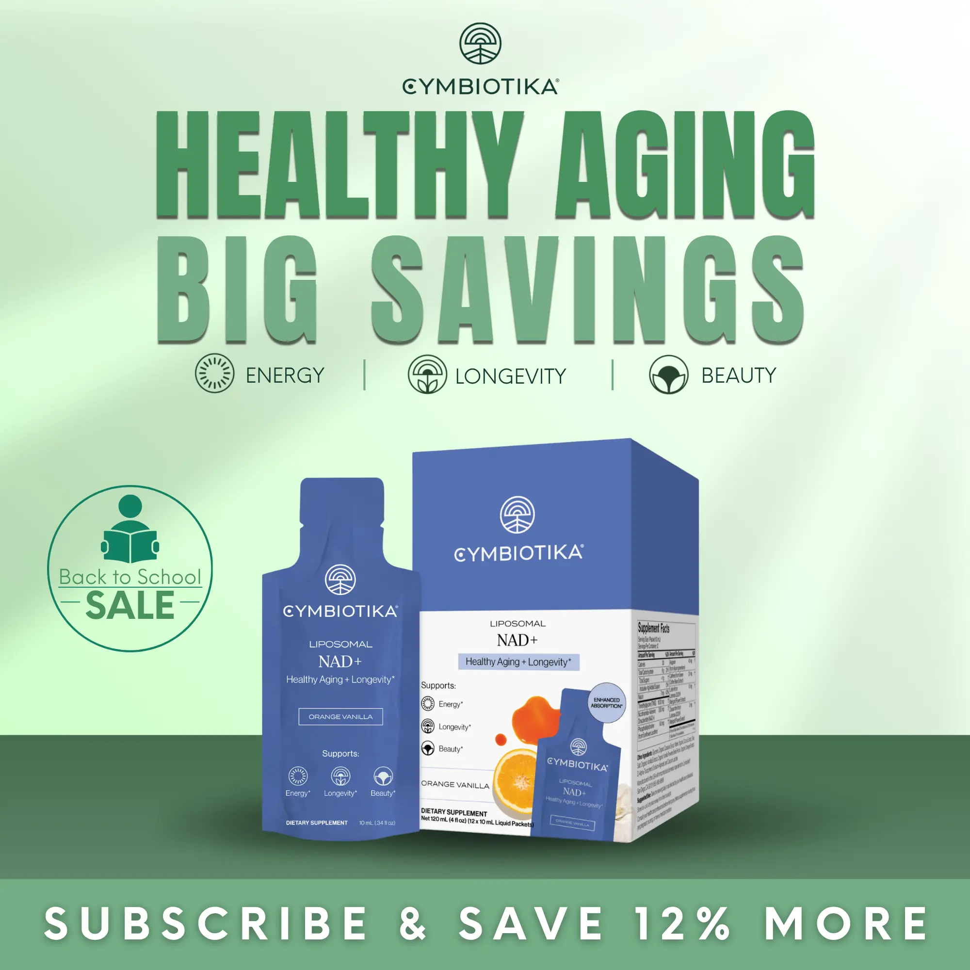 Liposomal NAD+ | 12-Packet Starter Kit | Cellular Energy, Healthy Aging & Radiant Skin | 10% Better Skin Tone & Elasticity in 12 Weeks | Clinically-Studied Lutemax | TMG & Niacin NAD+ Renewal | Heart & Brain Health | Plant-Based | Third-Party Tested