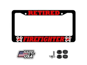 Retired Fire Fighter Firefighter Car Truck Auto License Plate Frame, Car Accessories