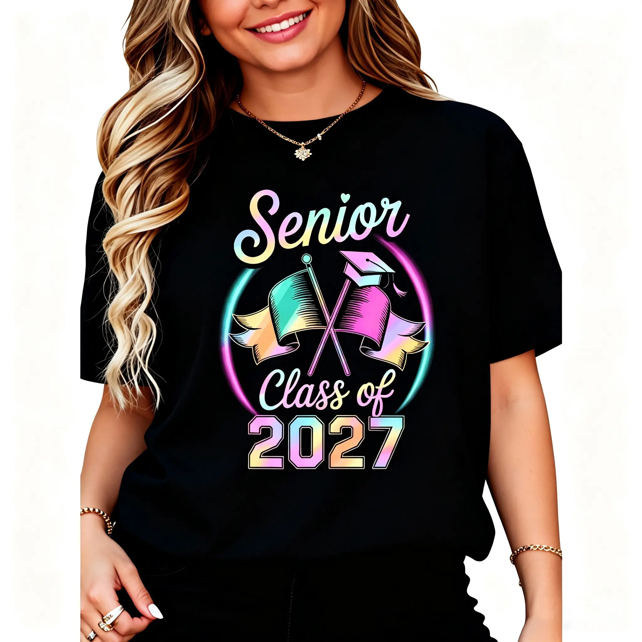 Cotton Senior Color Guard Mom Class of 2027 Unisex T-Shirt