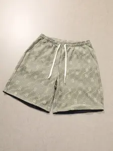 Heavyweight, wear-resistant, no ironing needed, colorfast retro graffiti patch appliqué, loose silhouette, two-tone cable knit drawstring summer vibe men’s casual breathable shorts Y2K street hip-hop outfit