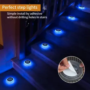 Quality Solar Step Lights 5 years warranty Waterproof IP68, Anti pressure 5 tons, LED Deck Lights Solar Powered, Auto ON OFF, Solar charge 6 hours, Runtime 16+hours, Flat Solar Ground Disc Lights for Outdoor Pathway Driveway Step Yard Dock Walkway Patio