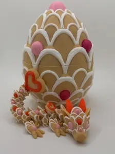 Gingerbread-Inspired Articulated Cookie Dragon & Cookie Egg Set – 3D Printed Fantasy Collectible, Designed by CinderWing3d. Gifts, toys