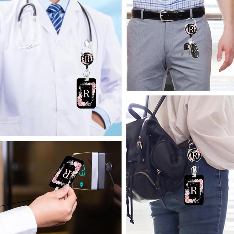 2 Pack A-Z Letter ID Badge Holder with Clip Badge Reels Retractable Heavy Duty,,ID Holder for School Nurse Office R 2 Pack A-Z Letter ID Badge Holder with Clip Badge Reels Retractable Heavy Duty,,ID Holder for School Nurse Office R