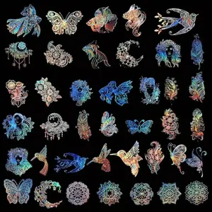 8 Pack Shiny Holographic Transparent Stickers Iridescent Transparent Resin Sticker for Junk Journals, Resin Art Beauty & Personal Care