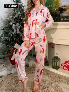 2-piece set of simulated tree leaf hair ball hat for Santa Claus Halloween, Pajama, soft long sleeved pants top with small pockets and button up, elastic waistband suitable for all seasons home, casual sleepwear, regular wear