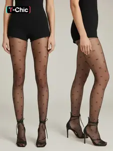 Thin Bow Embroidered Silk Sexy Lace Bar Nightclub Pure Desire Fashion Versatile Commuter One-Piece Stockings Women Anti-Snag Long Tight Pantyhose