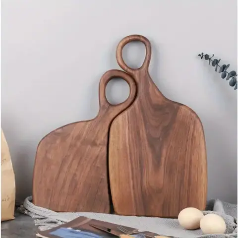 Set of 2 Teak Wood Cutting Boards, Handmade Real Wood Kitchen Chopping Blocks, Durable Food Processing Tools with Natural Finish, Cooking Cutting Board, Wooden Chopping Board