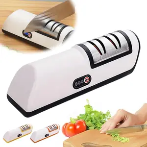 Electric knife sharpener, portable knife sharpener tool, system with diamond abrasive, fast, repair/restore/polish blade