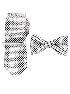Men's 3-Piece Tie Set, Casual Plaid Design, Regular Width, All-Season Accessory, Fashionable Daily Wear, Polka Dot Tie