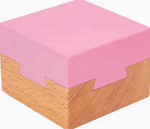 DC-BEAUTIFUL Wooden Magic Box Brain Teaser Box, Pink Secret Gift Box Impossible Puzzle Box for Birthday Valentines