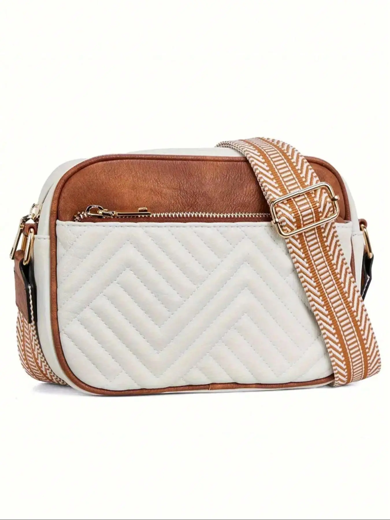 Women's Fashionable Colorblock Zipper Crossbody Bag, Casual Versatile Shoulder Bag for Daily Used, Trendy All-match Commuter Bag, Quilted Crossbody Bag, Adjustable Crossbody Bag, Adjustable Strap Bag, Adjustable Crossbody Purses