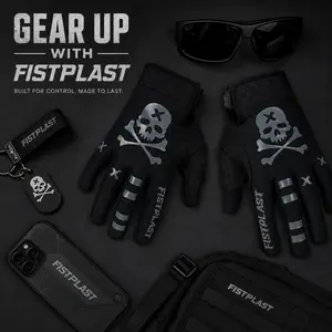 FISTPLAST Touchscreen Motorcycle Gloves - Full Finger Skull Gloves for Men & Women. Ideal for Motocross, MTB, Dirt Bike & Outdoor Riding. Shock-Absorbing, Anti-Slip Grip. S-XXL