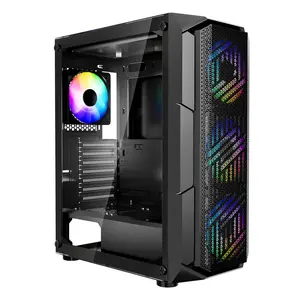 TikTokShopBlackFridayVEVOR PC Gaming Case, Mid-Tower, Computer Case with High-Airflow Tempered Glass Panel, Dust Filter, 4 x 120 mm ARGB Fans, Easy Cable Management, for GPU up to 320 mm in Length, for ATX / M-ATX / ITX
