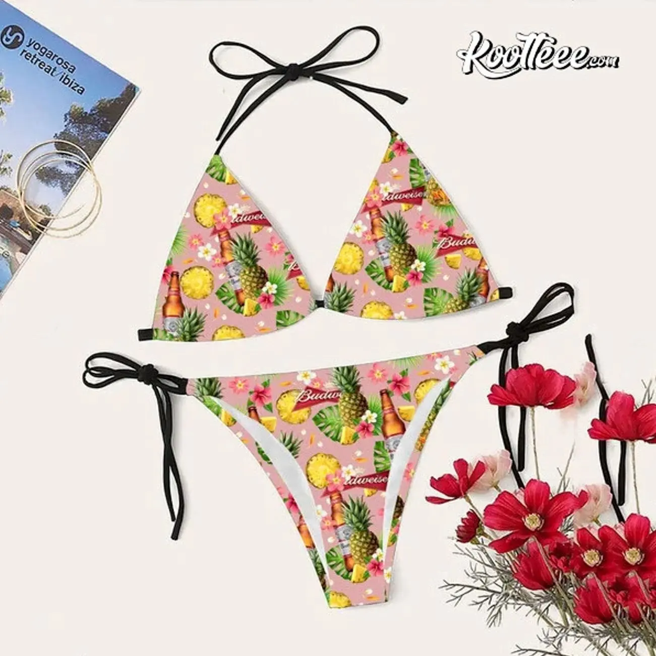 Budweiser Beer Pineapple Aloha Bikini Set Swimsuit 5YS