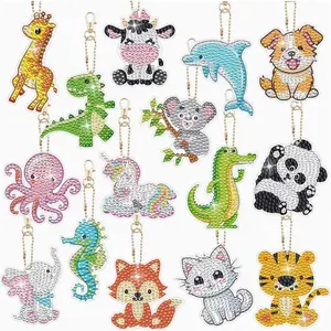 15pcs Diamond Painting Keychains, Animal Diamond Art Ornaments, Double Side Diamond Key Rings DIY, Art for Beginners Birthday Crafting Home Party Decor, DIY Crafts, Great for Birthday, Christmas Gifts