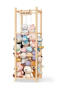 Stuffed Animal Storage & Organizer, Toy organizer, Wooden Cute Zoo Toy Holder for Toddler Rooms, Playrooms & Bedrooms, Help Kids Stay organized