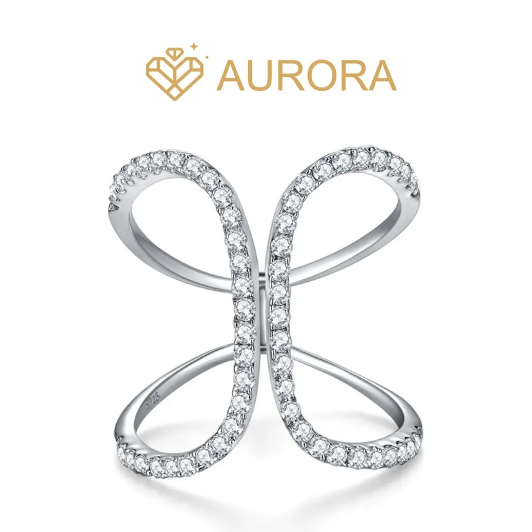 #50 Karma 925 Sterling Silver Moissanite Stackable Ring Enhancer, Artificial Gemstone Jewelry Band with Synthetic Moissanite