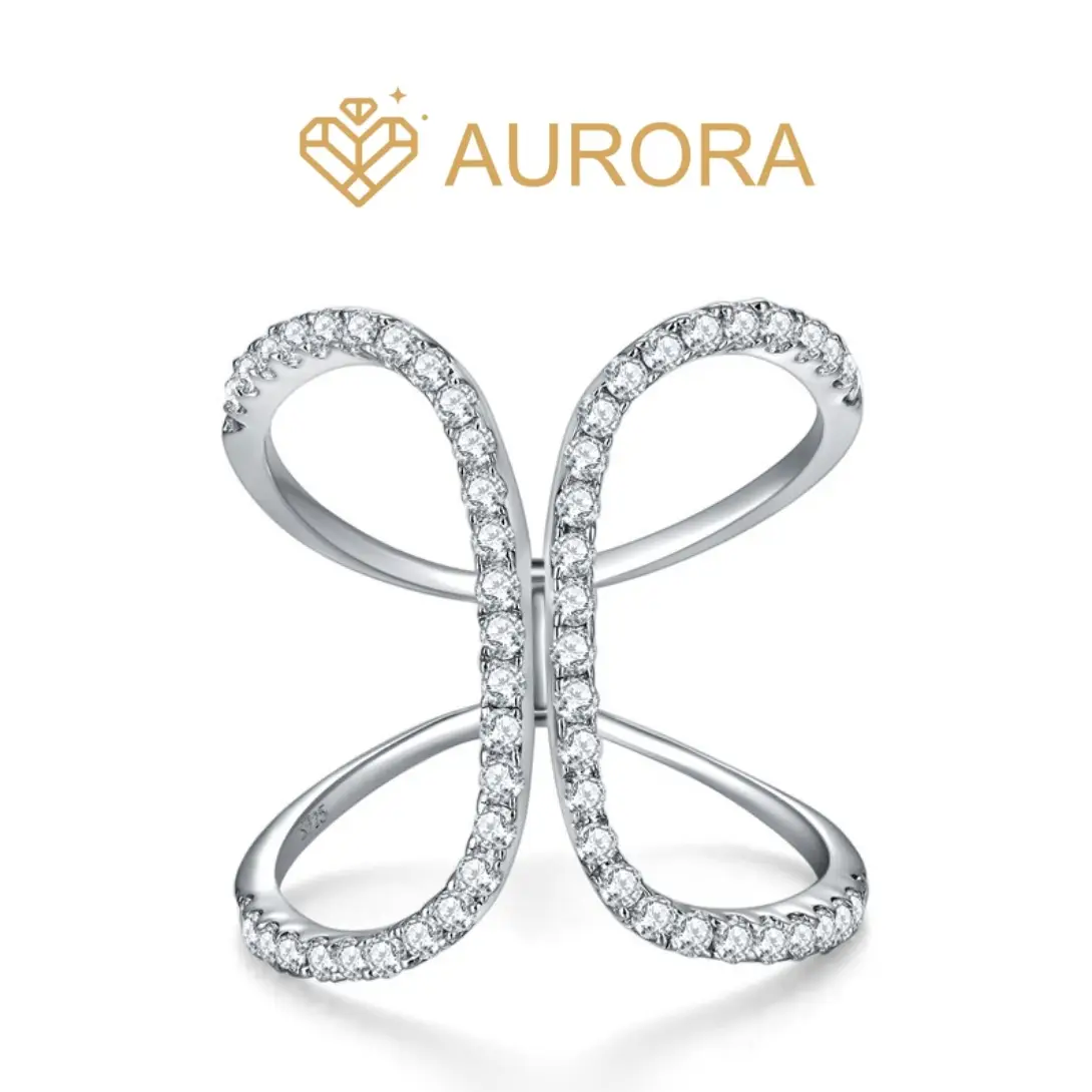 【#50 Karma】Moissanite Stackable band ring enhancer Ring Band with 925 Sterling Silver Synthetic Moissanite