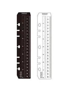 hwojjha 2 count Black/Clear Plastic Page Marker Pouch Pagefinder Measuring Today Ruler for A5 Size 6-Hole Binder Notebook (A5, Black + Clear)