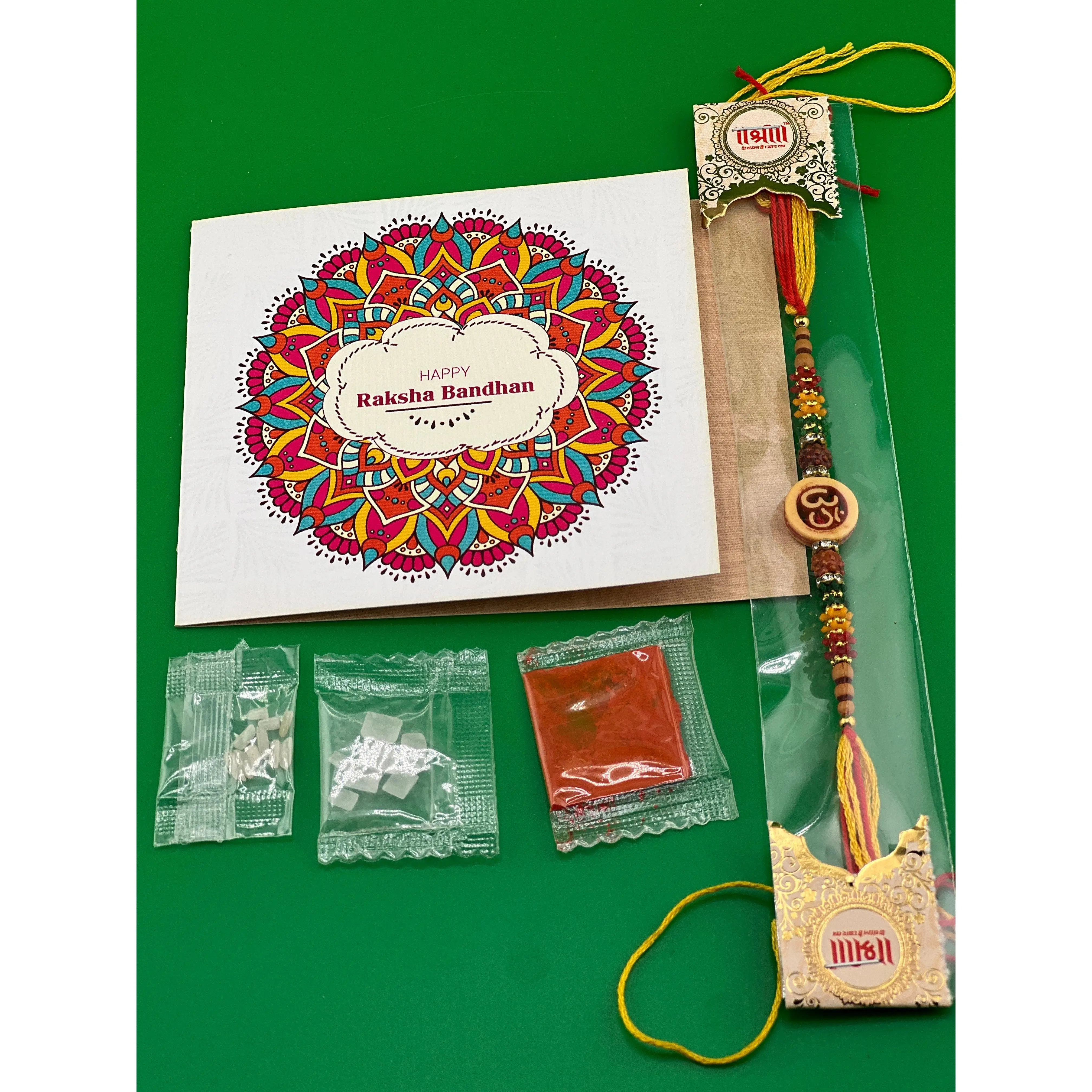 TIED RIBBONS Rakhi for Brother Rakhi for Bhaiya | Roli Chawal TIka - Raksha bandhan Rakhi Bracelet for Brother Rakhi Set | Rakhi Thread | Bhai Rakhi - om design