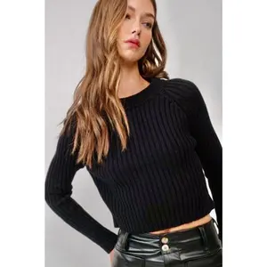 Ribbed black knit sweater