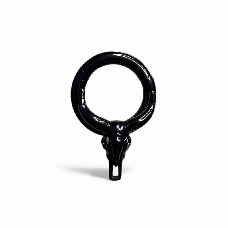 Western Jewelry Black 10 mm 10 gauge Cow Skull Septum Clicker Stainless Steel Nose Ring Piercing Jewelry - Pendants
